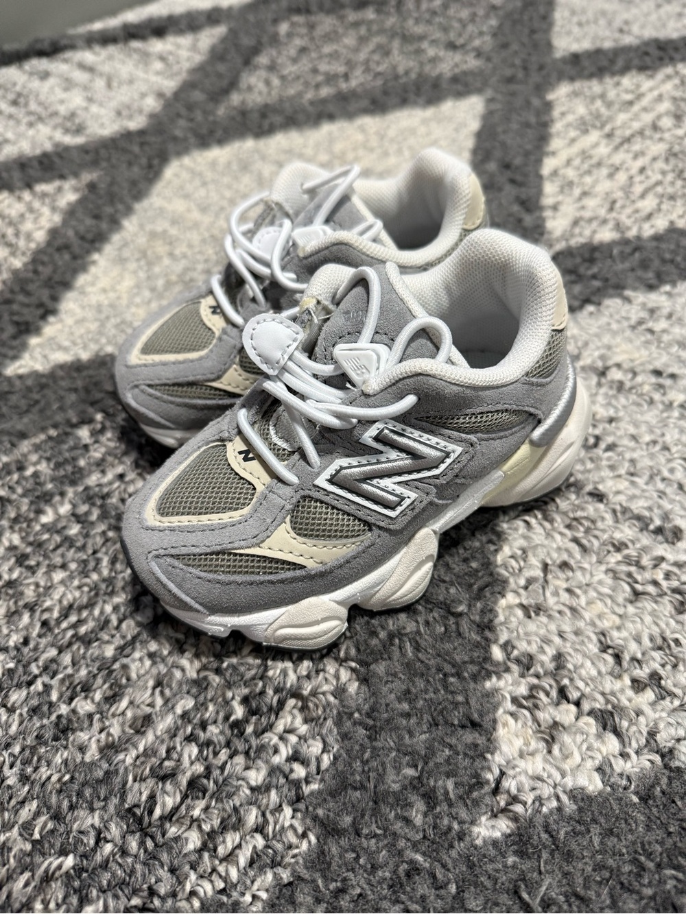 New Balance 9060 - Toddler Gray and Cream Running Shoes